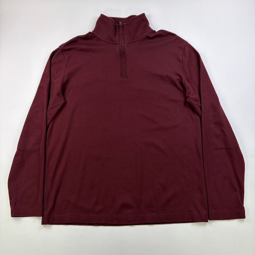 Banana Republic Luxury Touch Performance 1/4 Zip Pullover Mens L Burgundy Cotton